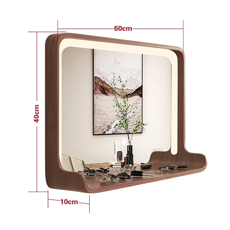 Solid wood mirror with led lighting and wall mounting - 60 40CM
