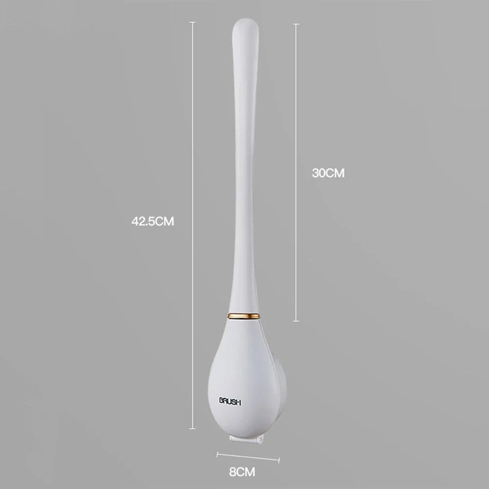 Soft Silicone Toilet Brushes with Hanging Holder Set, Wall-Mounted, Long Handled Cleaning Brush, Hygienic Bathroom Accessories - White