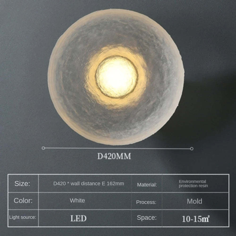Modern round led wall sconce for interior and exterior decoration - 420 mm / Warm Light