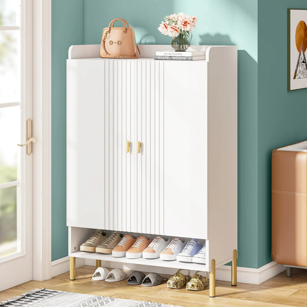 Six-level shoe cabinet with adjustable shelves