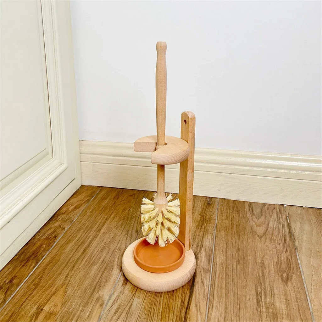 Wood Toilet Brush and Holder Set, Wood Toilet Bowl Cleaner Brush for Bathroom, Toilet Scrubber with Stand - view 6