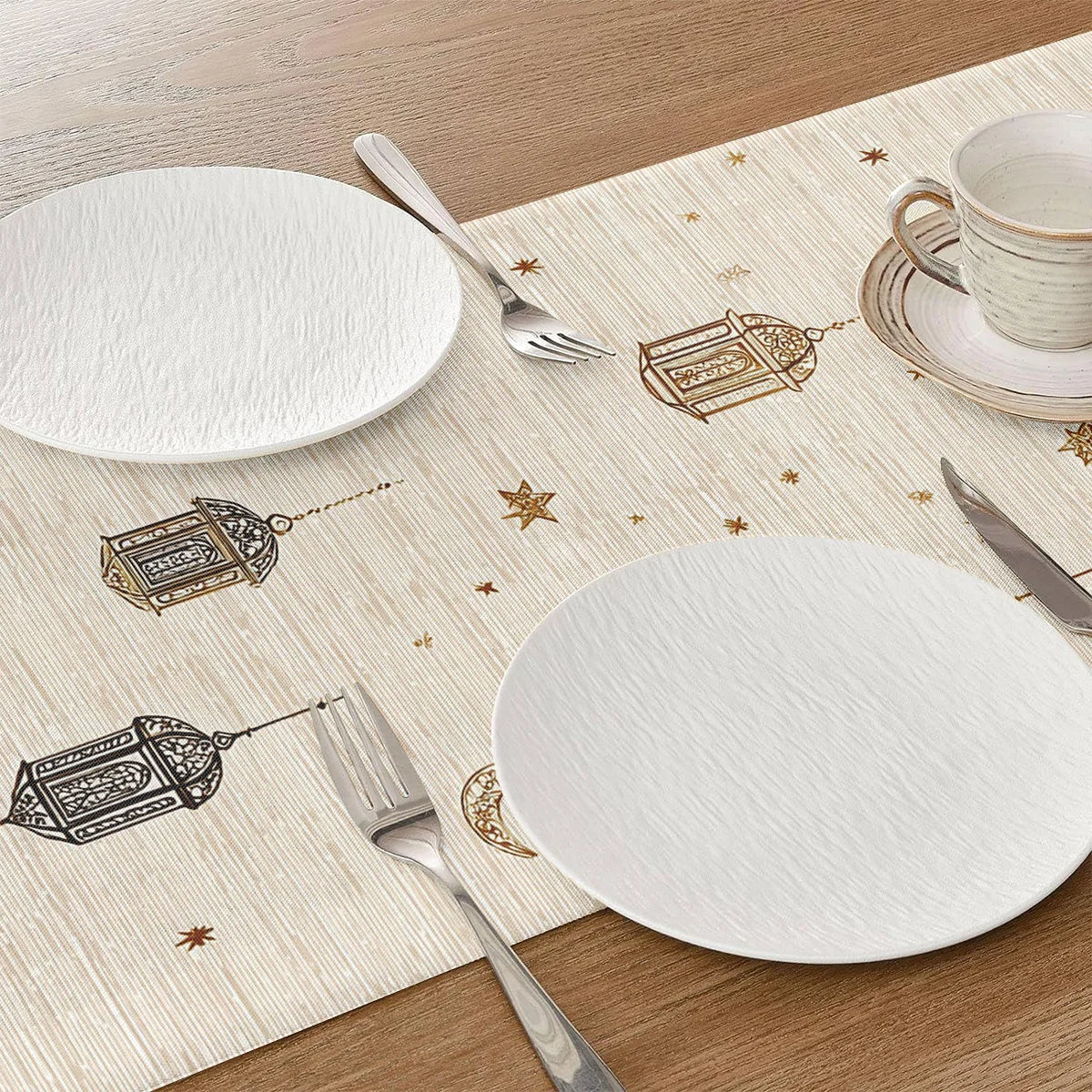 Ramadan table runner patterns lantern moon stars - view 4