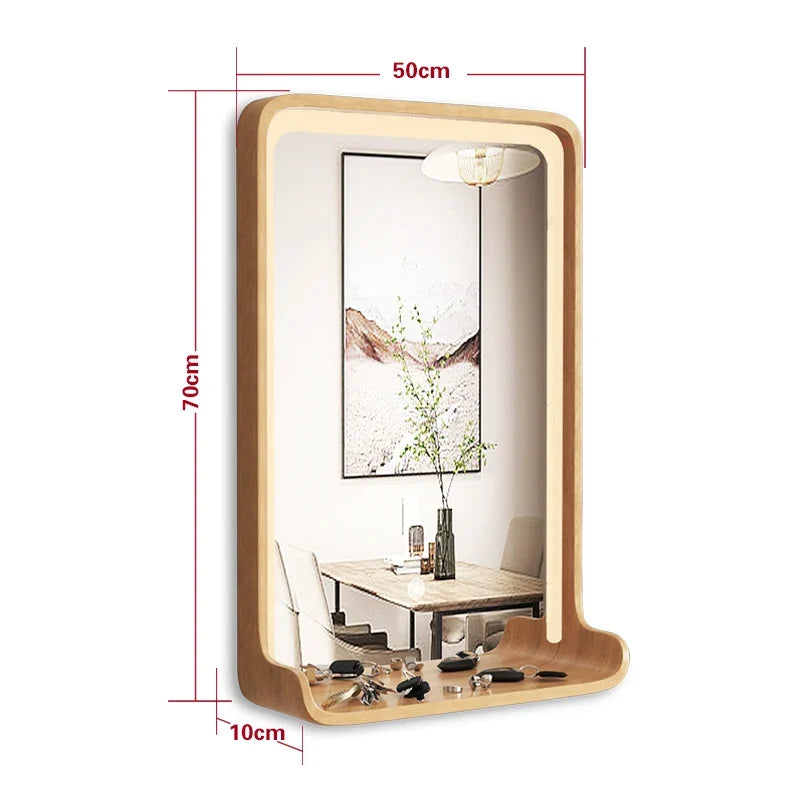 Solid wood mirror with led lighting and wall mounting - 50 70CM 4