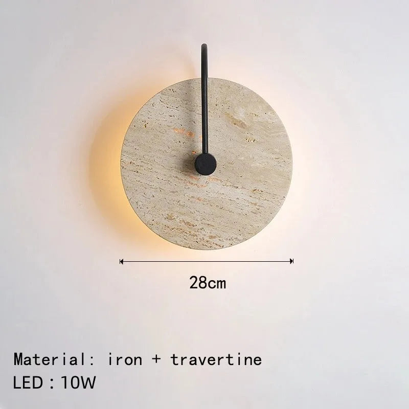 Japanese wall sconce in yellow to led travertine for hotel and decoration - Diameter 28cm / Warm White (2700-3500K)