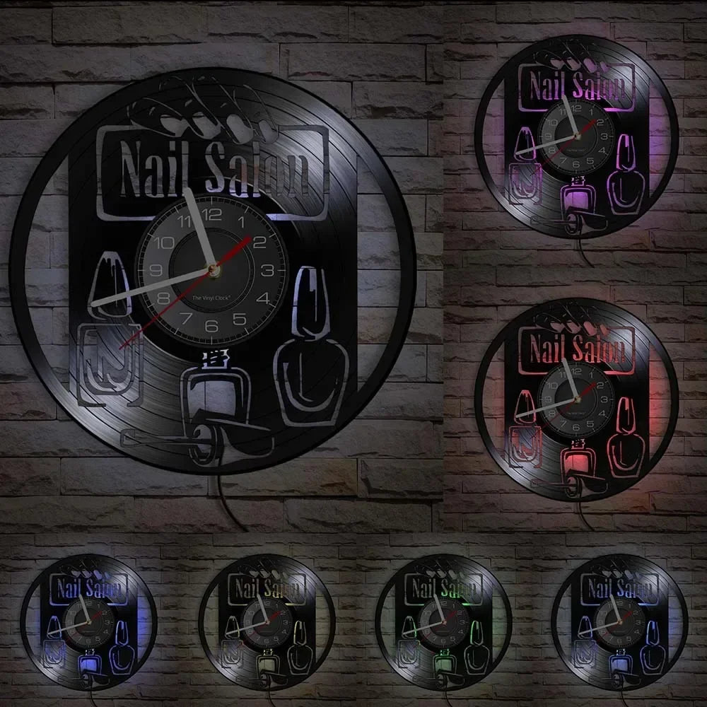Vinyl wall clock for manicure and beauty salon - With LED12