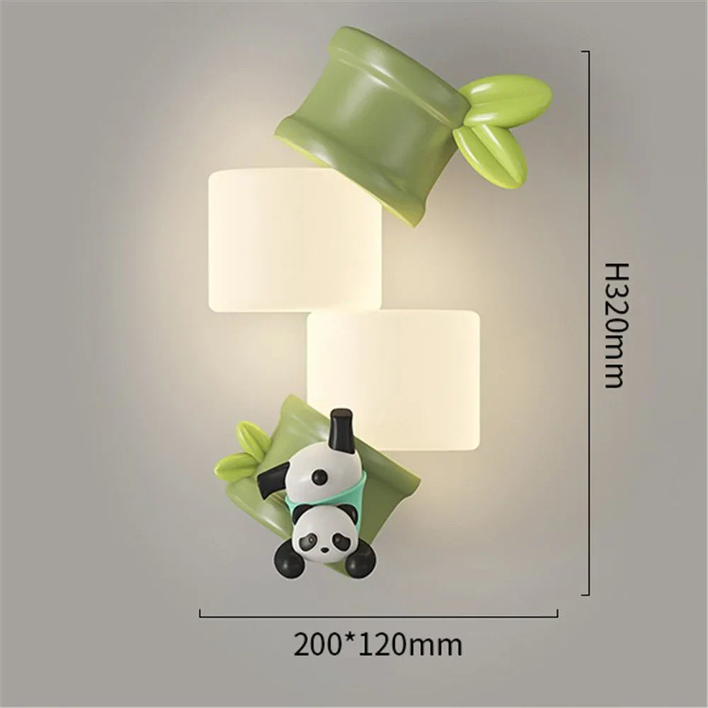 Wall sconce with led monkey and panda for children - One