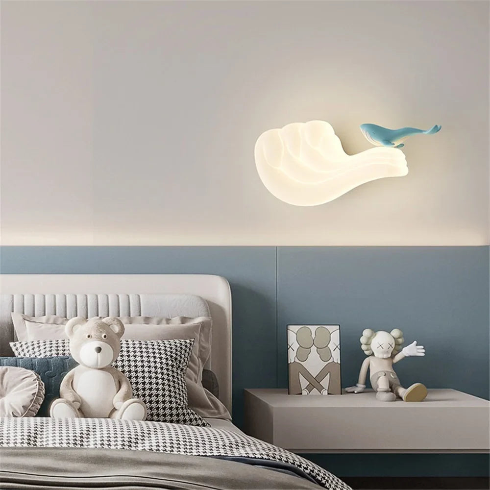 Led wall sconce whale and children's sailboat with changing colors - view 3