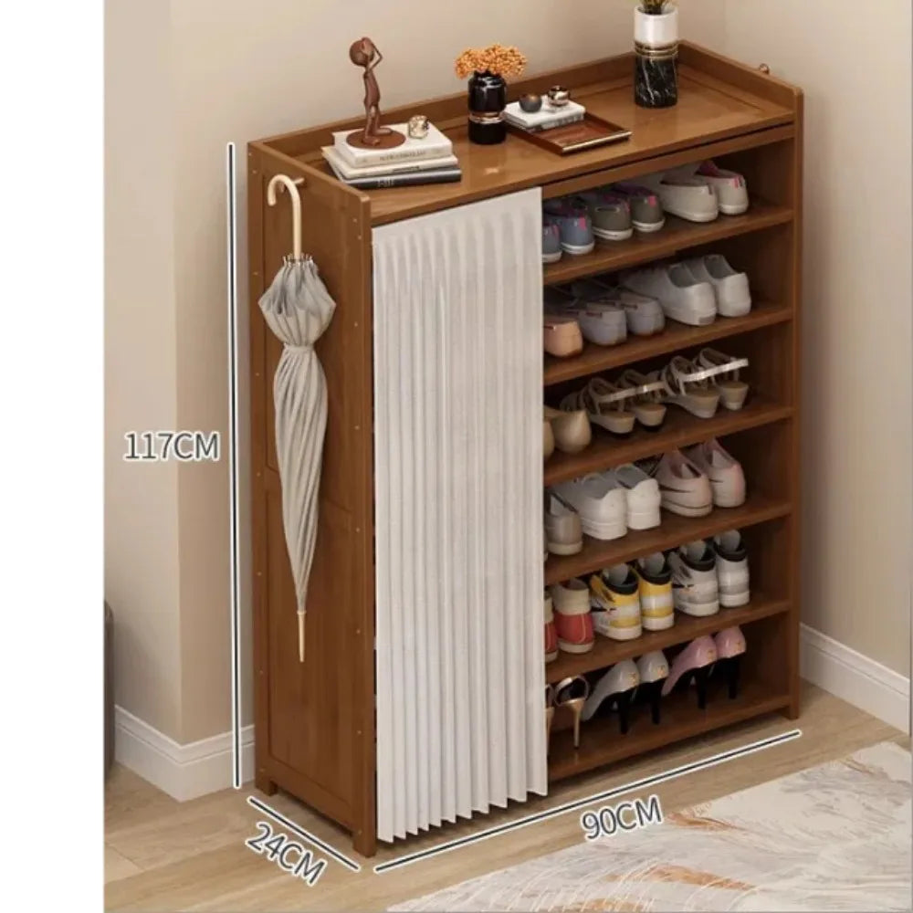 Dust curtain shoe door organizer for storage - 7 Layers 90CM White