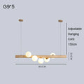 Chandelier in walnut wood and glass modern design for elegant interior - Warm light / 80cm A