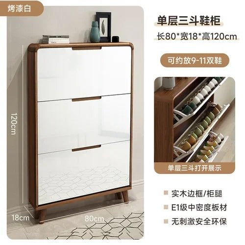 Minimalist vintage wooden shoe shelf and space gain - Style11