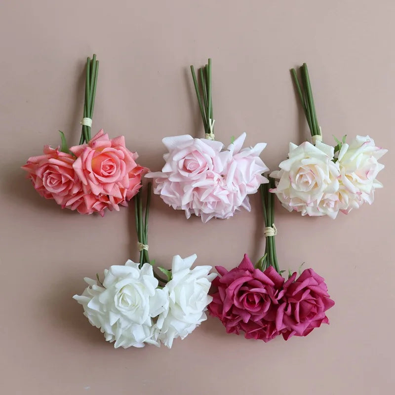 Bouquet of artificial rose wines with curly edges for wedding and decoration - view 5