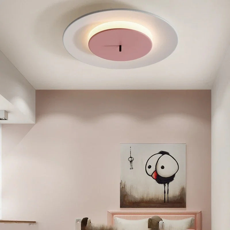Modern minimalist ceiling lamp in acrylic iron with coloured led light - view 2