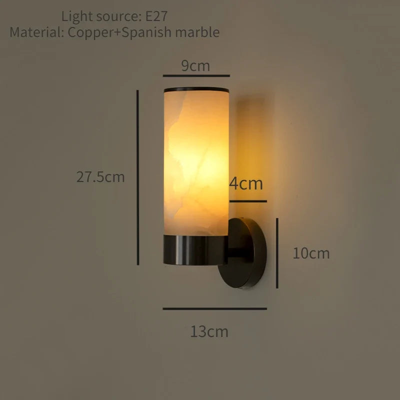 Modern minimalist led wall sconce in natural marble - Warm White (2700-3500K) / Black-H 27.5cm