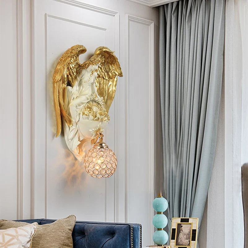 Decorative retro angel wall sconce for living room and restaurant - view 5