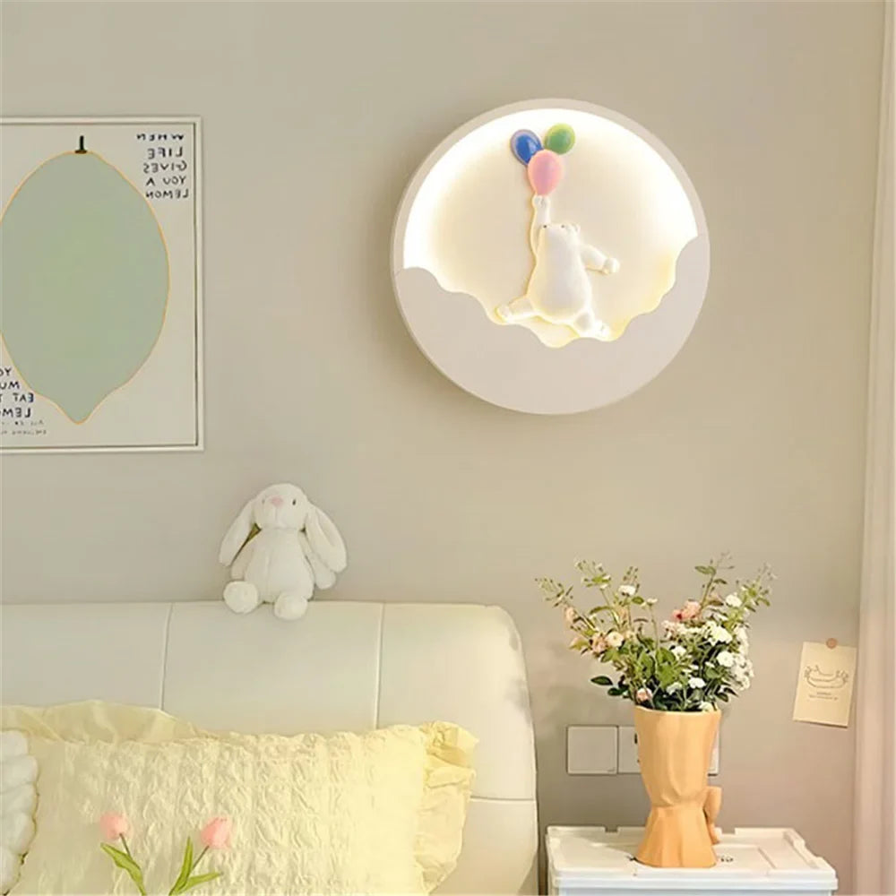 Round wall sconce led bear and rabbit for children - view 5