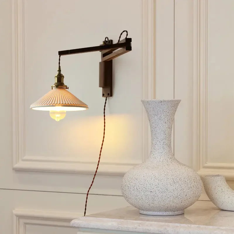 Modern walnut wood lamp with decorative led light - view 5