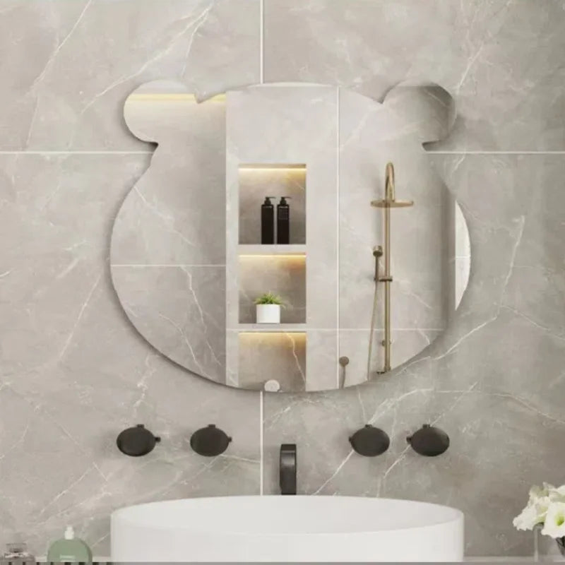 Bear Irregular Acrylic Shatterproof Mirrors, Non Glass Safety Mirror for Baby Kids Playroom and Kindergarten,Bedroom, Bathroom