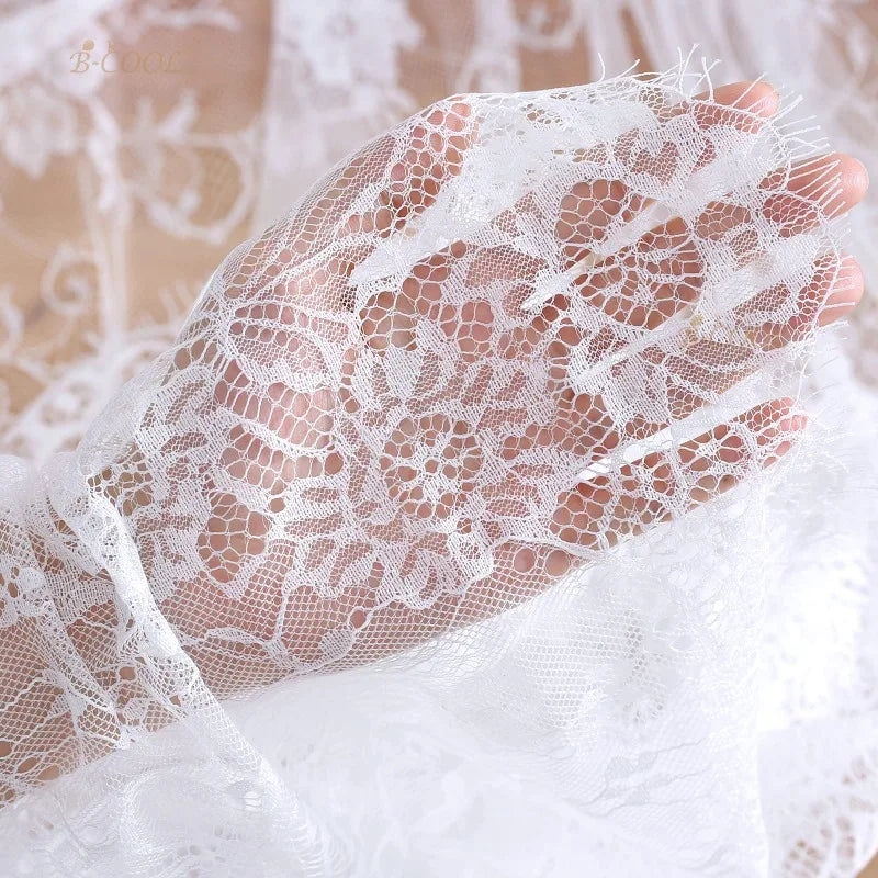 White Floral Lace Boho Table Runner, 36 x 300 cm, Design 1 - view 6