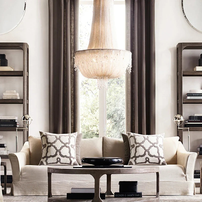 Transparent crystal pendant light with retro and luxurious design - view 3
