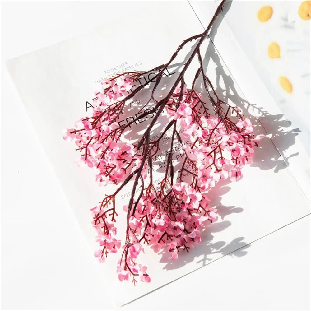 Artificial flowers cherry baby's breath decoration wedding vase DIY - Pink / 1 Piece