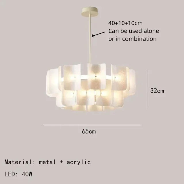Modern acrylic chandelier Nordic style LED hanging lamp - Ruond-65cm / 3 couleurs