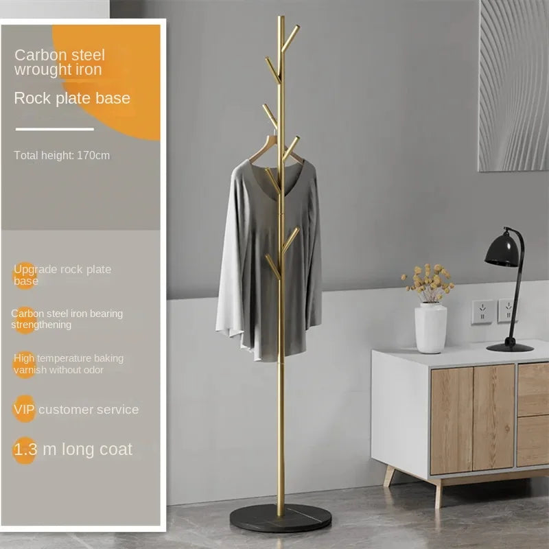 Floor To Floor Bedroom Light Luxury Rock Plate Base Metal Hanger, Marble Scarf and Bag Rack for Entering The Home Coat Rack - Style4