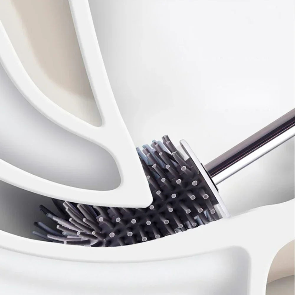 Toilet brush with long handle soft hair without dead end - view 3