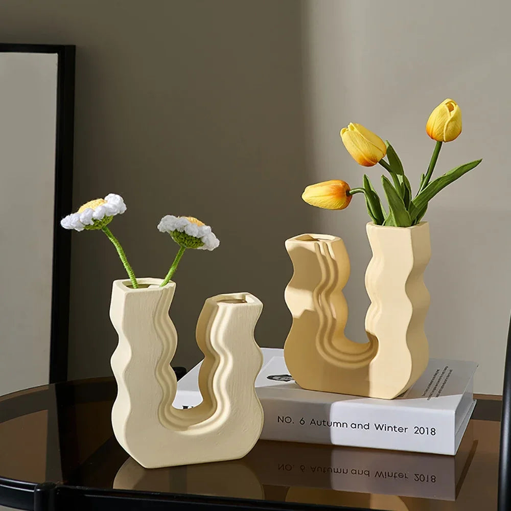 Morandi style decorative ceramic vase for flowers - view 5