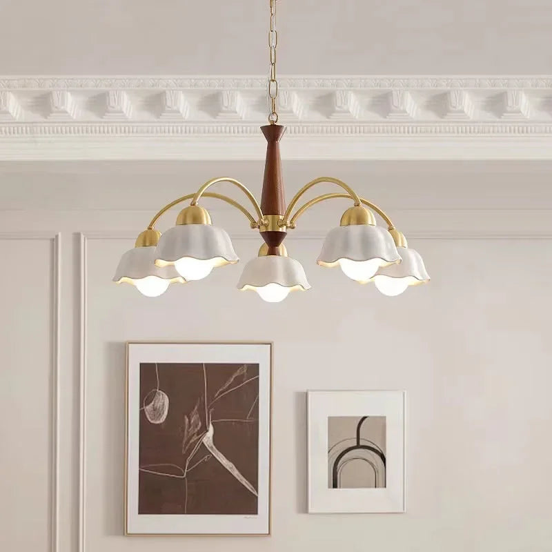 Modern chandelier in ceramic flower for contemporary interior - view 5
