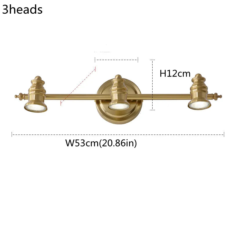 American Bronze Mirror Front Light , Bathroom Wall Lamps Mirror Light ,Powder Room Mirror Wall Lights Lighting LED Makeup Mirror - 3 Heads Bronze B / Light Warm