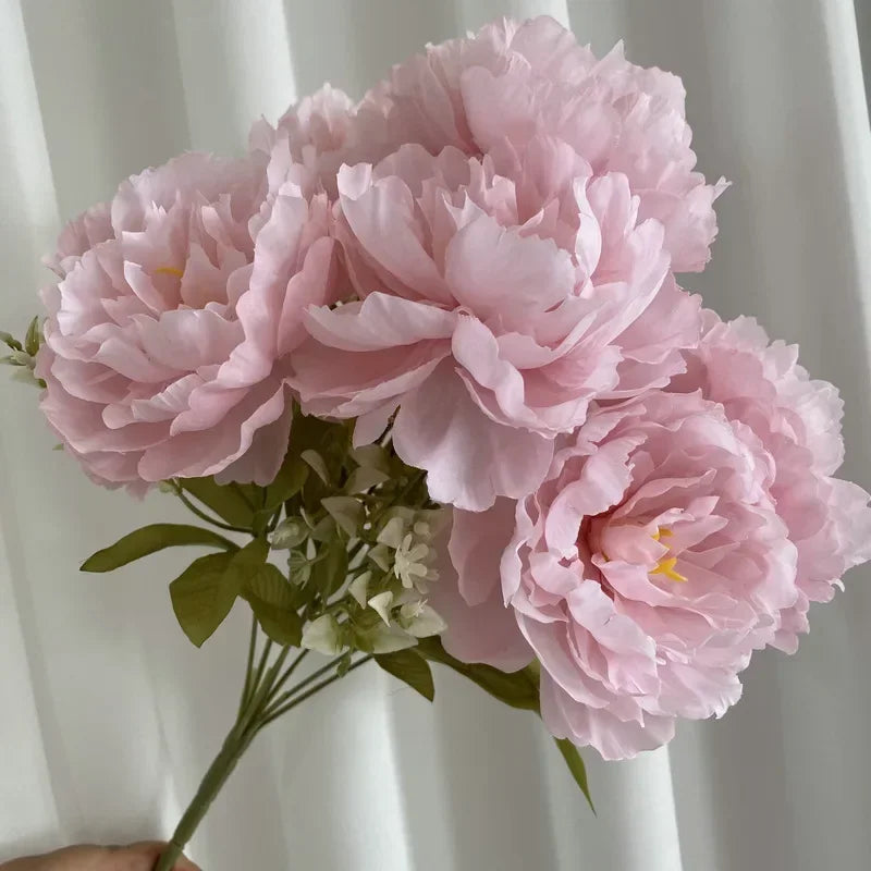 Bouquet of seven silk peonies for interior decoration and wedding - Pink
