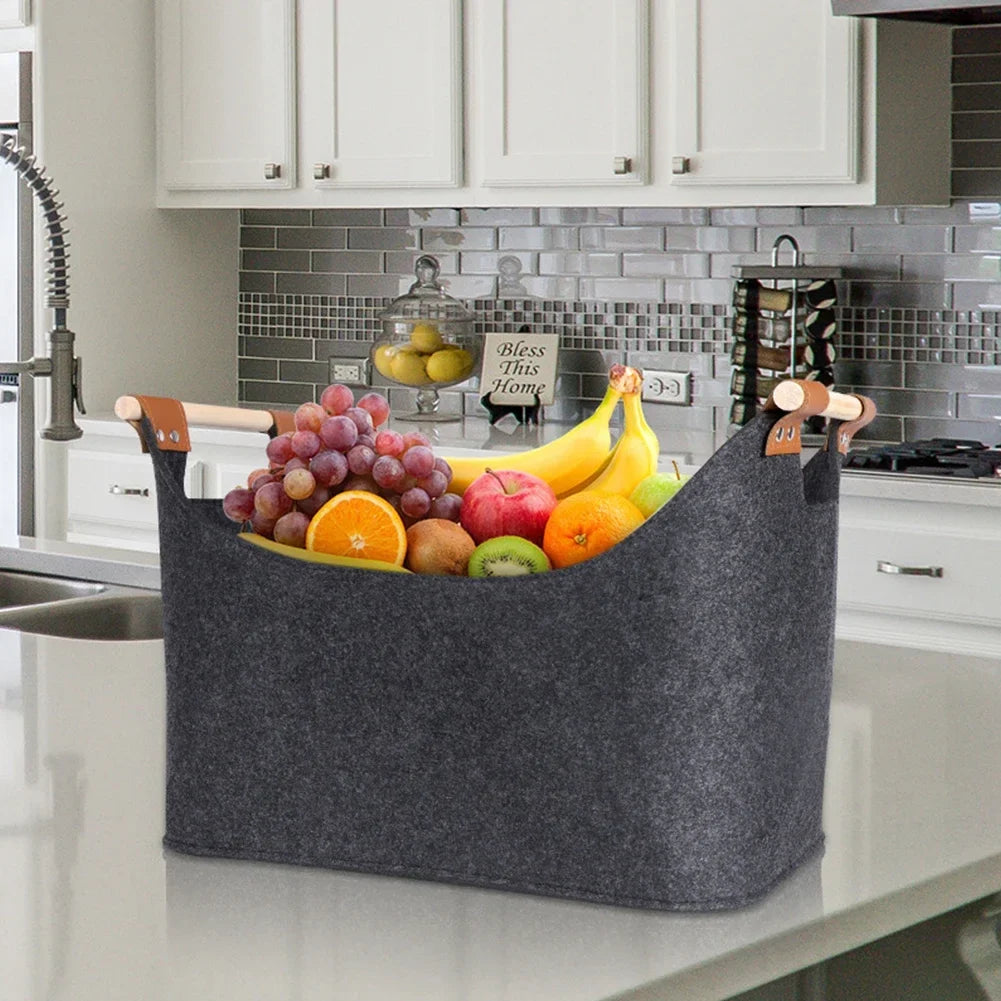 Folding felt basket for wood and clothing storage - view 3