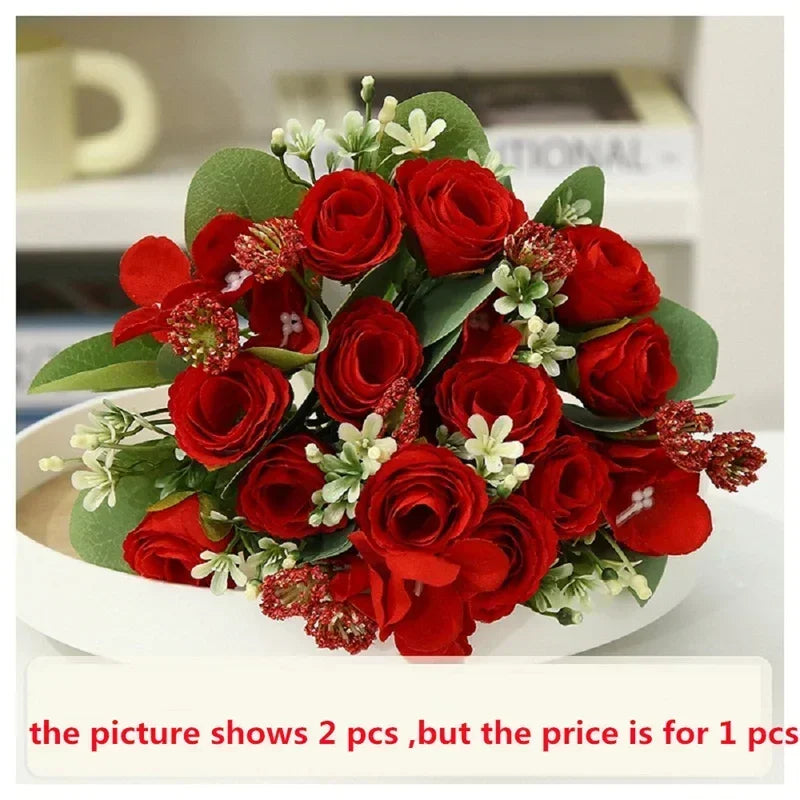 Artificial silk hortensia bouquet for elegant decoration - Red