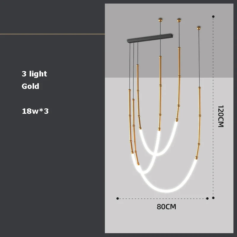 Chandelier in art decorative design suspended in led - 3 light Gold B / Neutral light