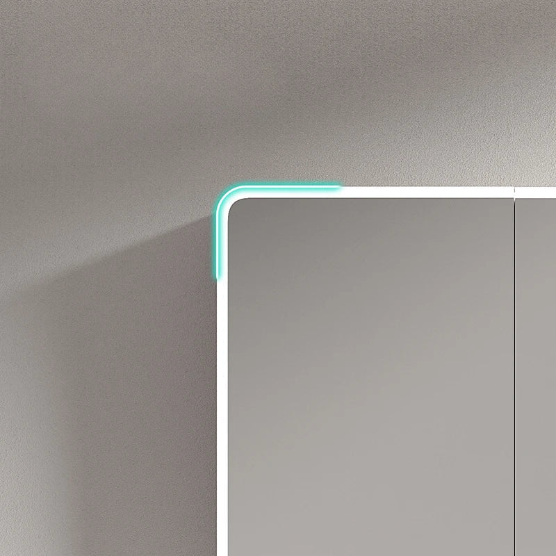 Circular aluminum cabinet with intelligent lighting mirror and storage - view 5