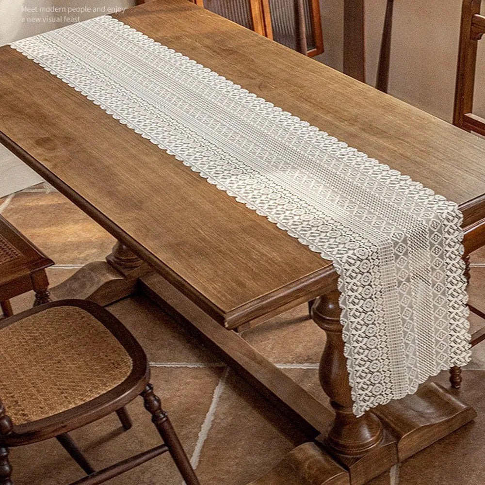 Lace table runner openwork vintage style romantic - view 4