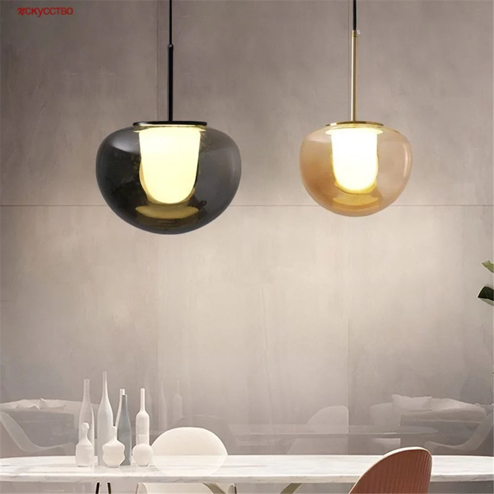 Glass pendant light in modern Italian design for interior decoration - Transparent / 20x38 cm / Feu tricolore