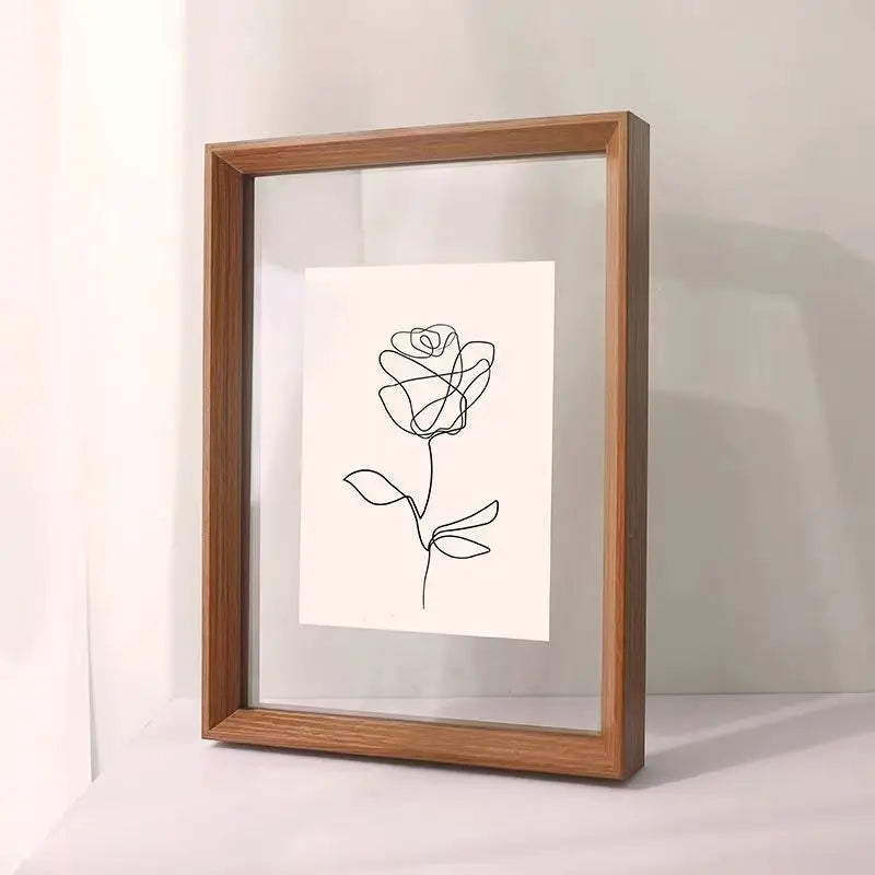 Wall-Hanging, Desktop Solid Wood Photo Frame Transparent Acrylic Frame For Framing Photos, Paintings, Posters, Certificates - walnut / 20.3x20.3cm