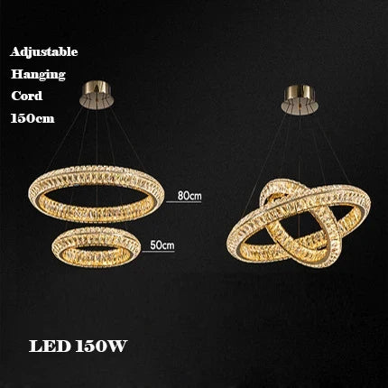 Gold crystal chandelier modern design for elegant interior - Neutral Light / Dia80cm 50cm C