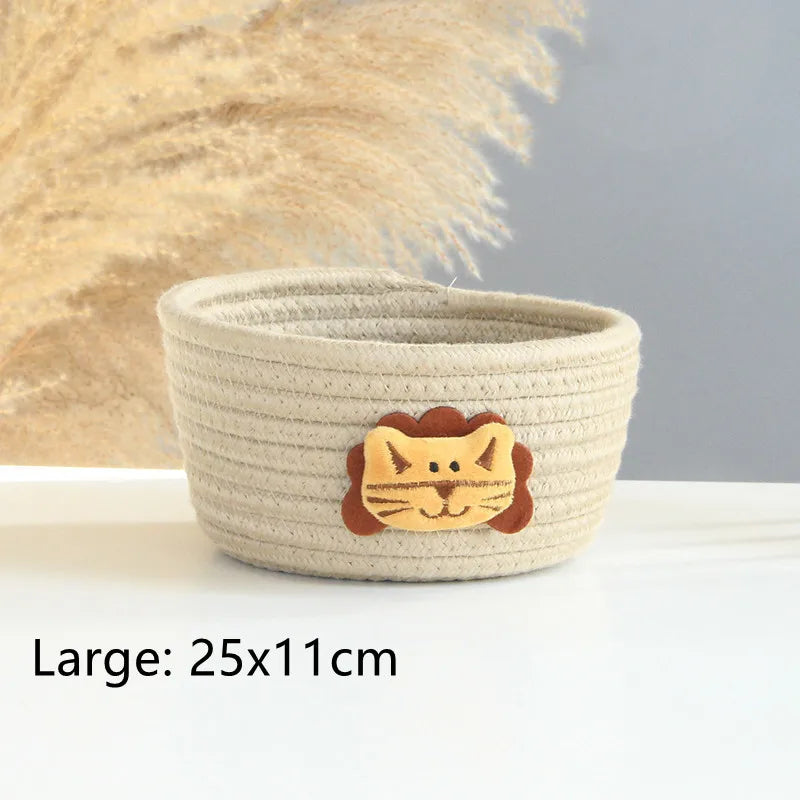 Woven storage basket for toys and various objects - Khaki L