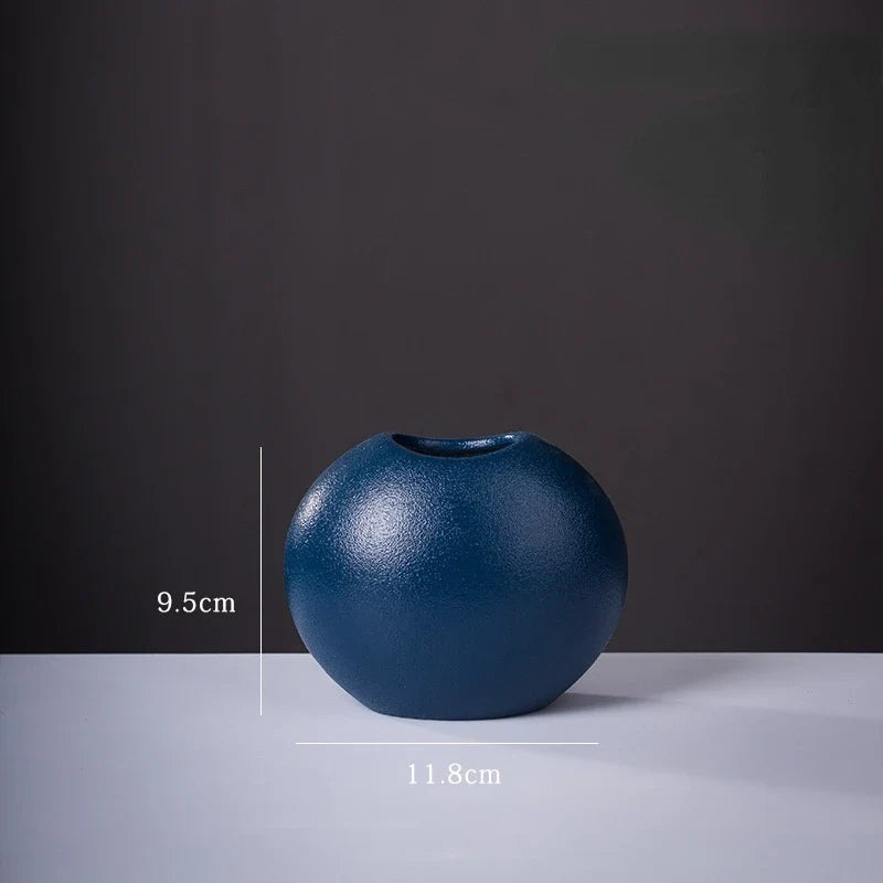 Ceramic Small Vase for Home Decoration, Simple and Modern, Round Flowers, Solid Color, New - 20