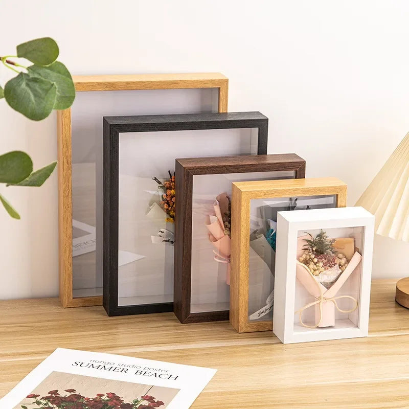 3d wooden photo frames support dried flowers handmade decoration