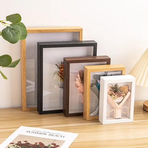 3d wooden photo frames support dried flowers handmade decoration