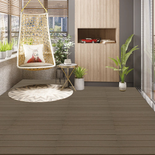 30x60 cm Composite Interlocking Deck Tiles in Grey, 1 M2 Pack - view 2