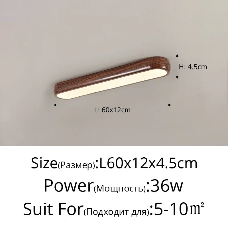 Minimalist Aisle Lights, Long Strips Creative Nordic Restaurant Lights Simple Walnut Color Porch Balcony Ceiling Lamps - Ceiling-L60x12cm / 3 Colors No Remote