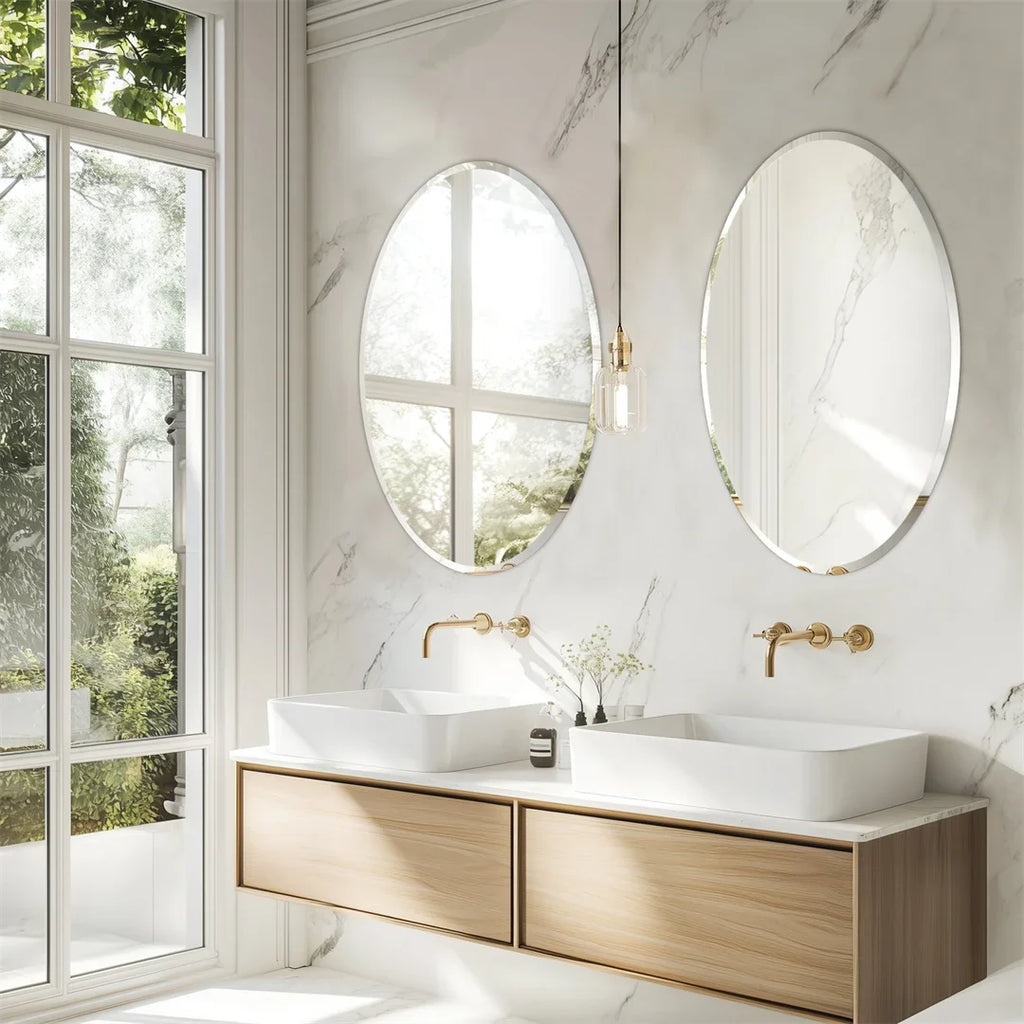 Oval decorative mirror without frame for elegant interior - view 8