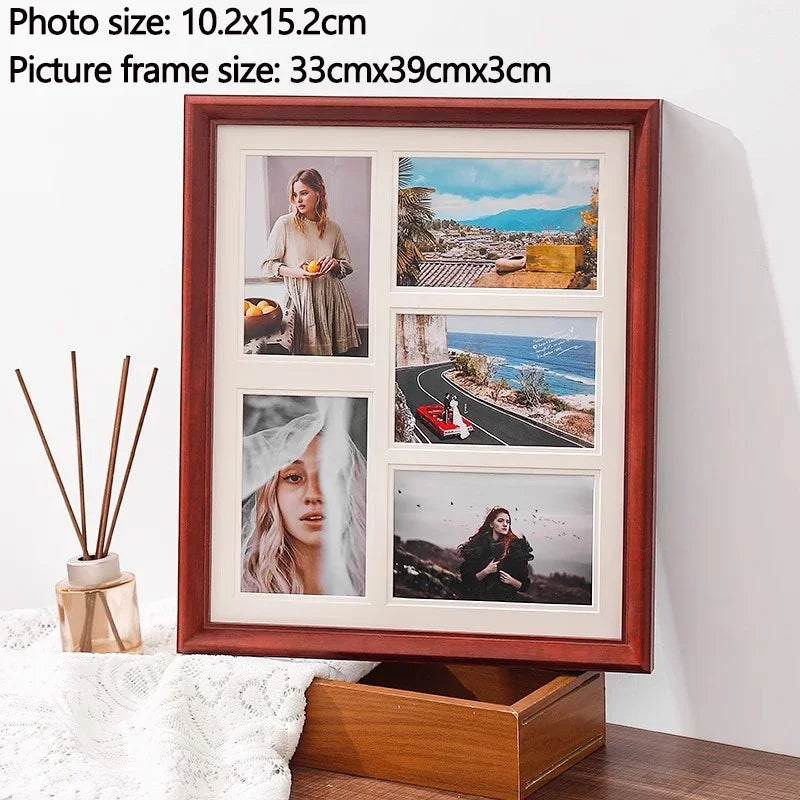 Solid wood display for decorative wedding photo frames - A-6 pouces