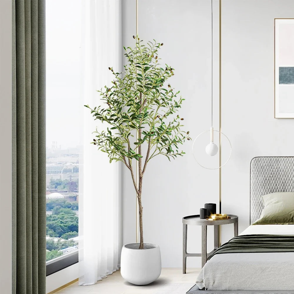 Artificial olive plants in pot for interior and exterior decoration