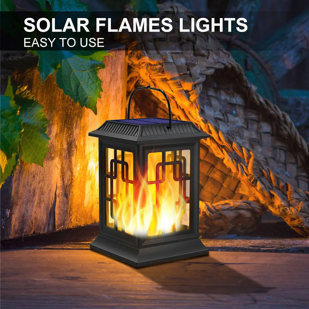 Set of 2 decorative flickering solar lanterns - view 2