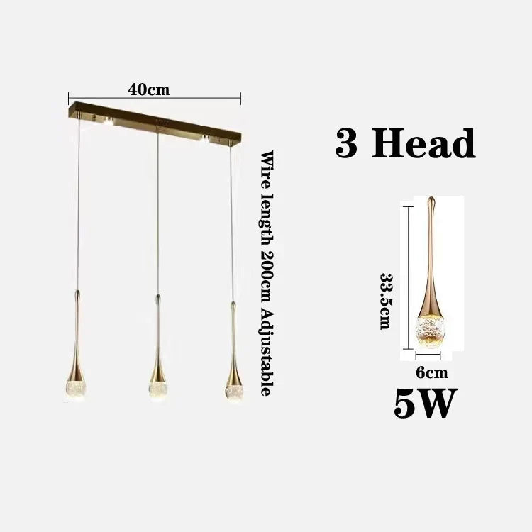 Luxury crystal bubble chandelier for modern decoration - Cross bar 3 Heads / 4000K Natural White